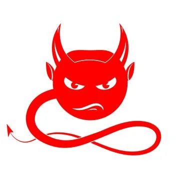 Horned Devil Red Icon Isolated on White Background Stock Illustration