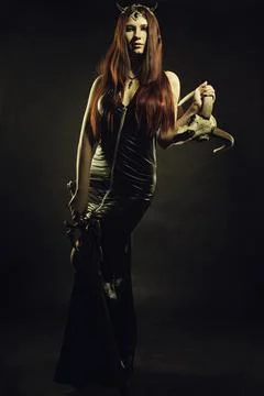 Horned queen with sword Stock Photos