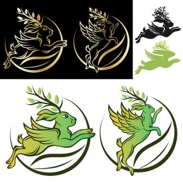 Horned Rabbit logo Stock Illustration
