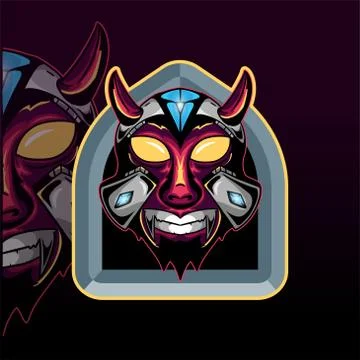 Horned skull mecha with diamond vector graphic design illustration 스톡 일러스트