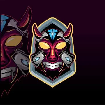 Horned skull mecha with diamond vector graphic design illustration 스톡 일러스트