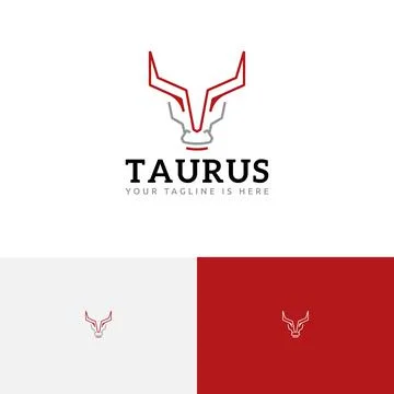 Horned Taurus Head Abstract Line Style Logo Stock Illustration