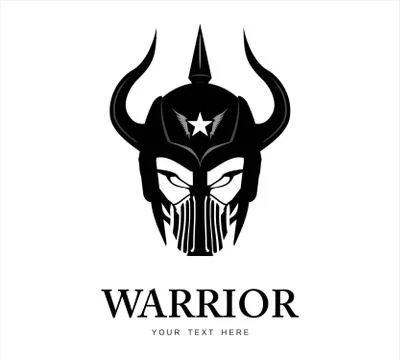 Horned warrior head .Biker Head Stock Illustration
