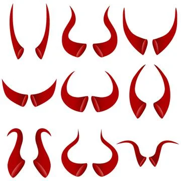 Horns of the devil, realistic horns of the devil of red color. 스톡 일러스트