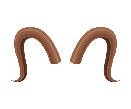 Horns in the form of a loop pointing down. Vector illustration on white Stock Illustration