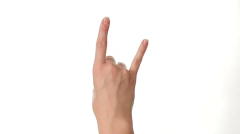 Horns Hand Gesture on white background Video stock 27116379