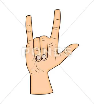 Horns hand, satan sign finger up gesture. Vector isolated on white ...