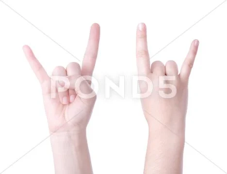 Horns hand sign isolated on white background Stock Photos