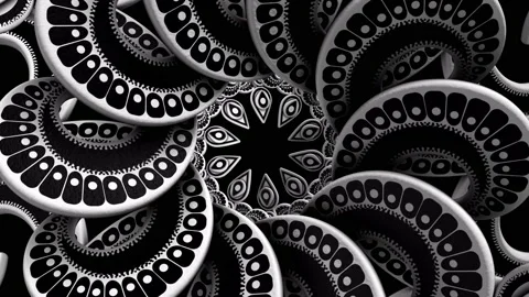 Horns Mandala 3D animation. Includes ALPHA MATTE. Stock Footage 137849484