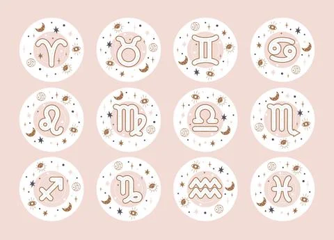 Horoscope elements vector - Zodiac astrology signs set. Esoteric symbols for Illustration