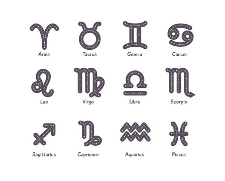 Horoscope elements vector - Zodiac astrology signs set. Esoteric symbols for Stock Illustration