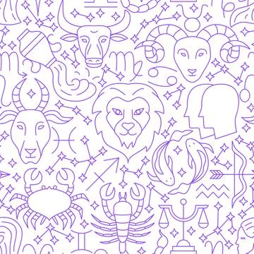 Horoscope Line Seamless Pattern Stock Illustration
