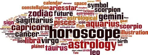 Horoscope word cloud Stock Illustration