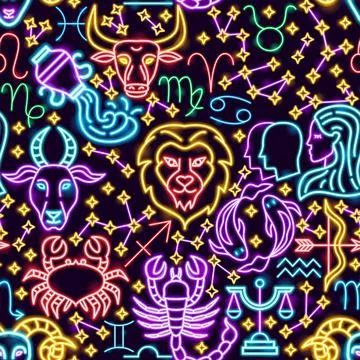 Horoscope Zodiac Seamless Pattern Stock Illustration