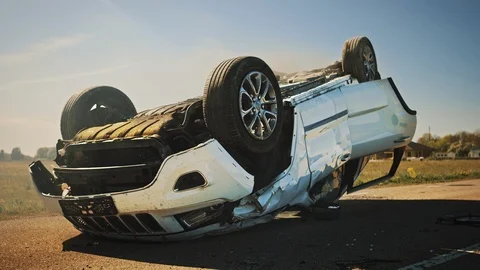 Horrific Traffic Accident Rollover Smoki... | Stock Video | Pond5