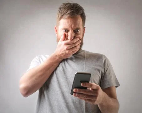 Horrified man Foto stock