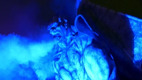 Horrifying demon blue smoke Stock Footage 71412516