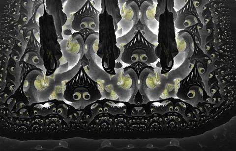 Horror Abstract Computer generated Fractal design. 3D Illustration of a Beaut Illustrazione stock