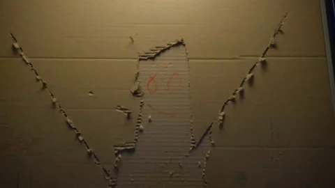 Horror and creepy sign on elevator. Dark elevator on black background. Low light Video stock 168672610