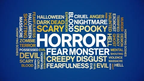 Horror animated word cloud,animation tag kinetic typography seamless loop. Stock Footage 267127209