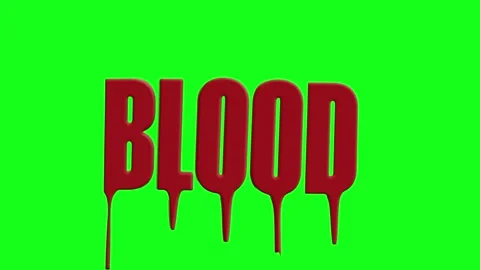 Horror Blood Title Effect on Green Background. Blood Dripping Animation. 4K Stock Footage 326047772