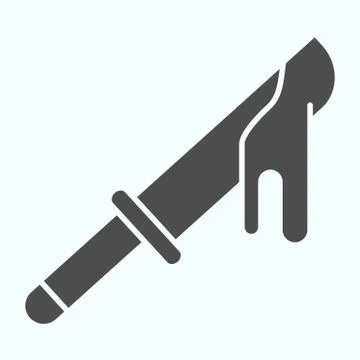 Horror bloody iron knife solid icon. Kitchen tool for slice with drop of blood Ilustração Stock