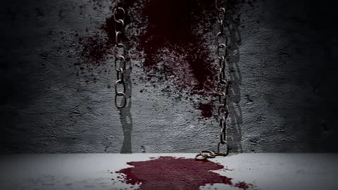 Horror Bloody Wall With Chains Video stock 267963587