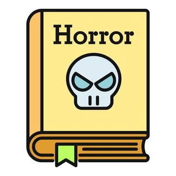 Horror book with skull icon bookmark flat vector Stock Illustration