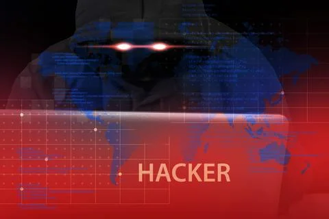 The horror of competitor computer theft,Keep security hackers away from you.. Stock Illustration