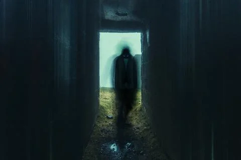 A horror concept of a ghost like demon with glowing eyes Stock Photos
