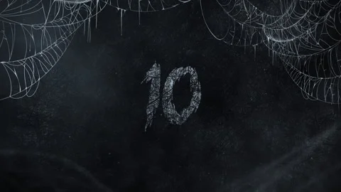 Horror Countdown on Dark Halloween Spiderweb Movie Film Scary background 库存影片 340381608