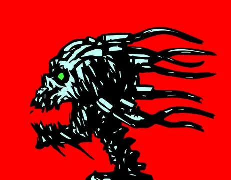 Horror demonic skull with wires. Vector illustration. Stock Illustration