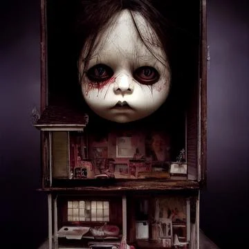 Horror doll house Stock Illustration