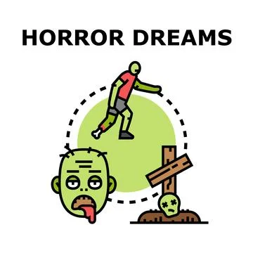 Horror dreams concept featuring zombie and grave elements Stock Illustration