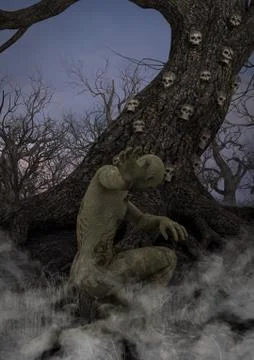 Horror in the Forest Stock Illustration