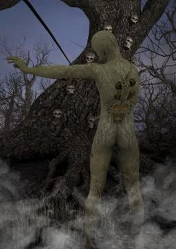 Horror in the Forest Stock Illustration