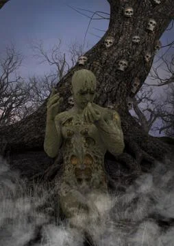 Horror in the Forest Stock Illustration