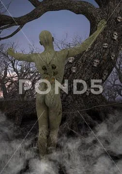Horror in the Forest Stock Illustration