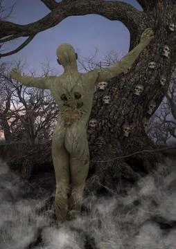 Horror in the Forest Stock Illustration