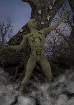 Horror in the Forest Stock Illustration