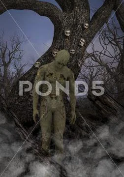 Horror in the Forest Stock Illustration
