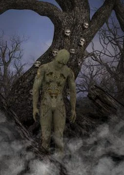 Horror in the Forest Stock Illustration