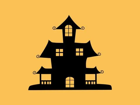 Horror Ghost House Silhouette, Vector Illustration 스톡 일러스트