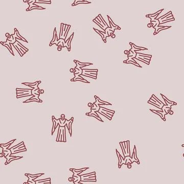 Horror ghost line seamless pattern Stock Illustration