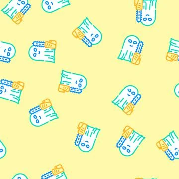 Horror ghost vector seamless pattern Stock Illustration