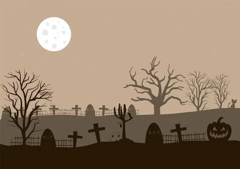Horror graveyard vector Stock Illustration