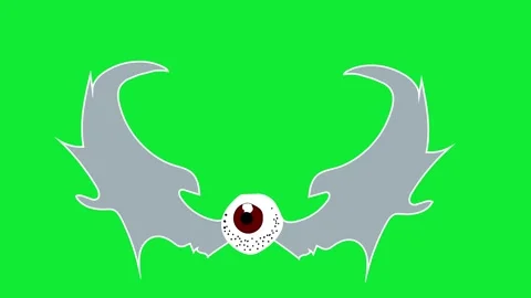 Horror Green Screen Flying Eyeball with Wings VFX - Scary Monster Blink Video stock 319405281