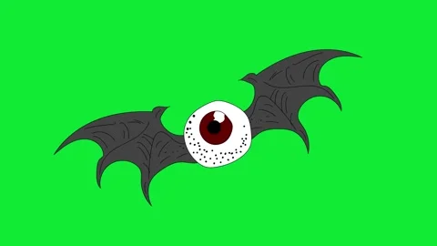 Horror Green Screen Flying Eyeball with Wings VFX - Scary Monster Blink Video stock 319405297