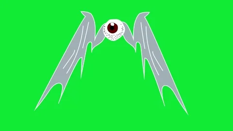 Horror Green Screen Flying Eyeball with Wings VFX - Scary Monster Blink Vídeos de archivo 319405308