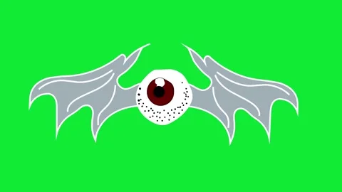Horror Green Screen Flying Eyeball with Wings VFX - Scary Monster Blink 스톡 동영상 319405312